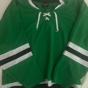 Green Lace-Up Hockey Jersey with White & Black Stripes